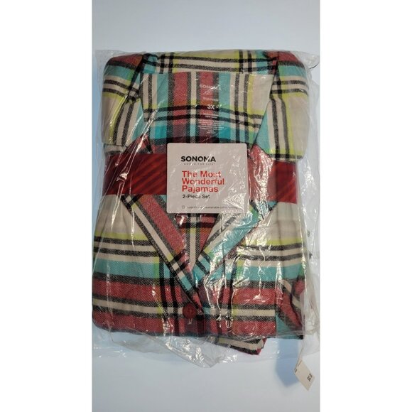 Women’s Sonoma Lightweight Flannel 2/pc Sleep/Lounge Set Size XXXL Plaid - Picture 1 of 3